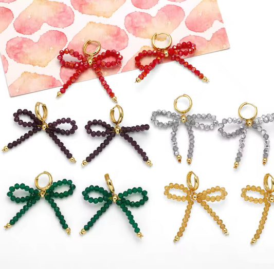 Crystal Ribbons Bows with Small Hoop | Erika Williner Designs