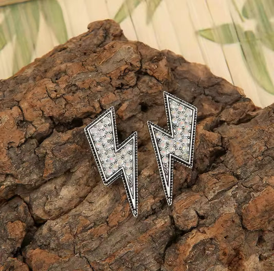 Silver Embellished Bolts Earrings | Erika Williner Designs