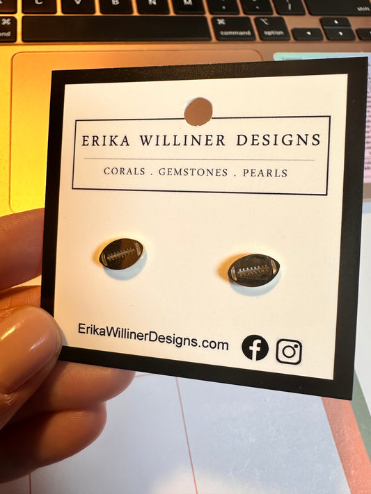 Stainless Steel Football Push Back Earring | Erika Williner Designs