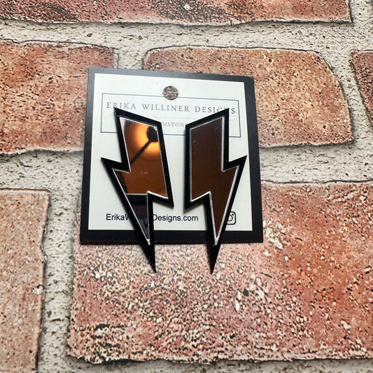 Blue or Silver Mirror Lighting Bolt Earrings | Erika Williner Designs