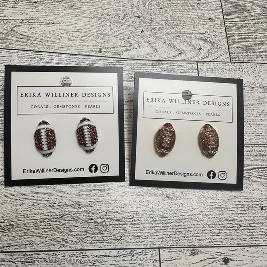 Sparkly Football Stud Earrings | Erika Williner Designs