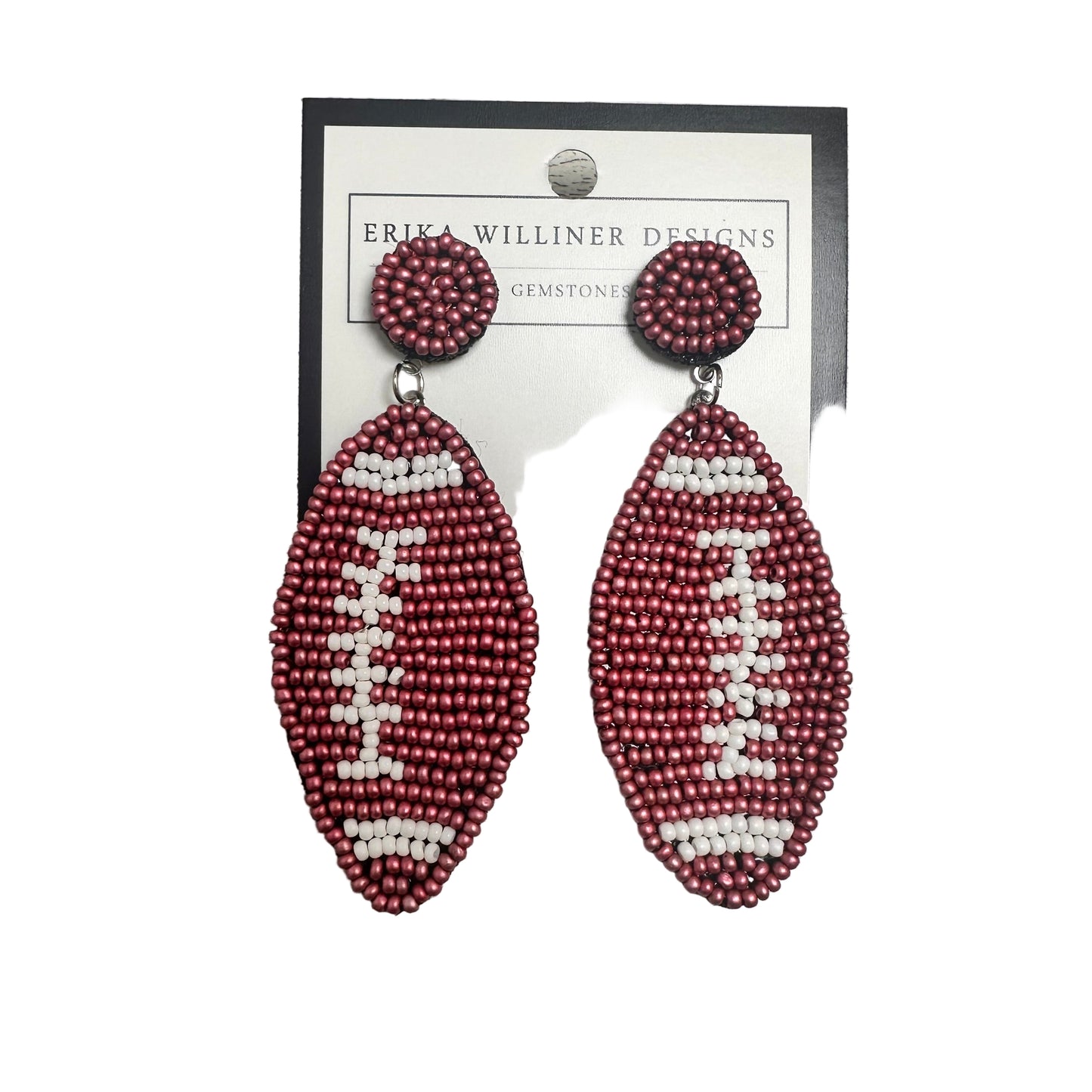 Beaded Dangle Football Earrings 230-12 | Erika Williner Designs