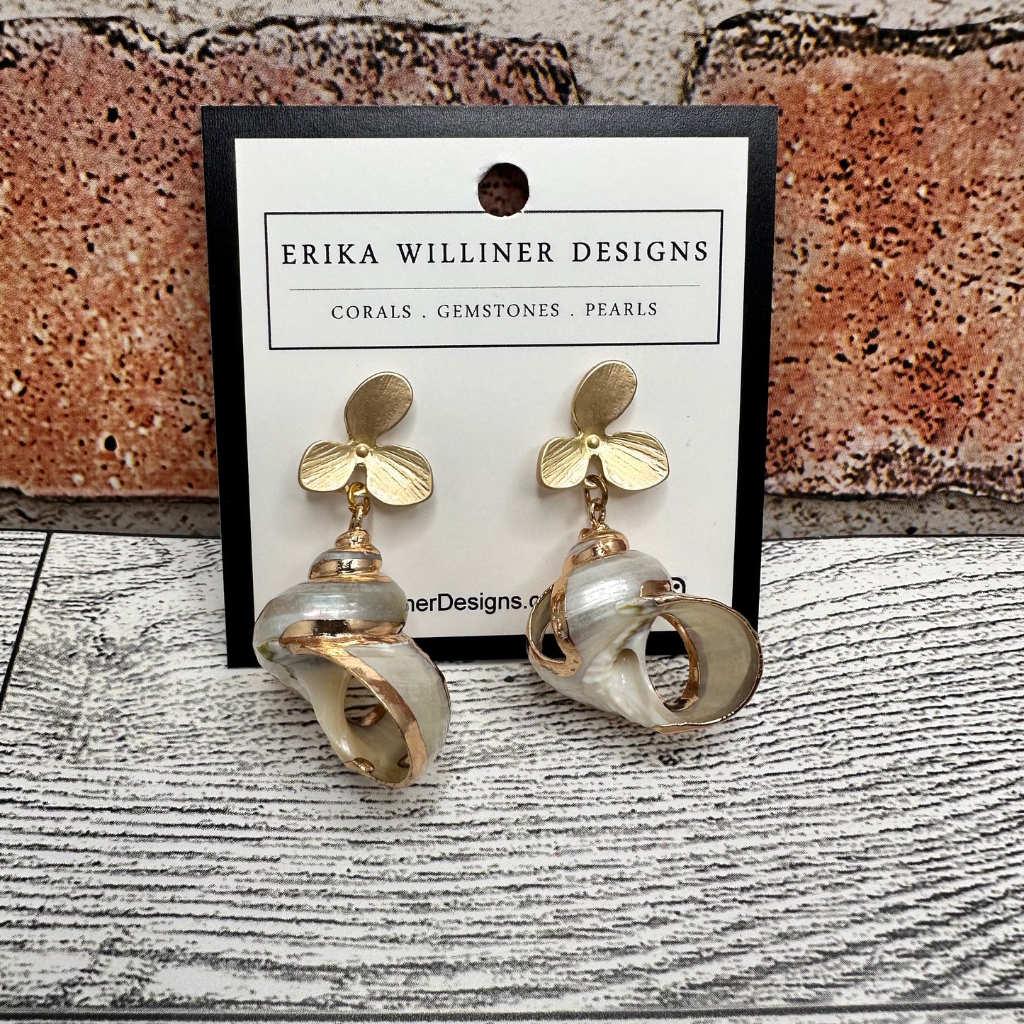 Hermit Crab Shell Earring with Flower Post | Erika Williner Designs