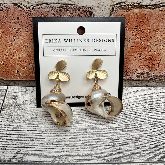 Hermit Crab Shell Earring with Flower Post | Erika Williner Designs