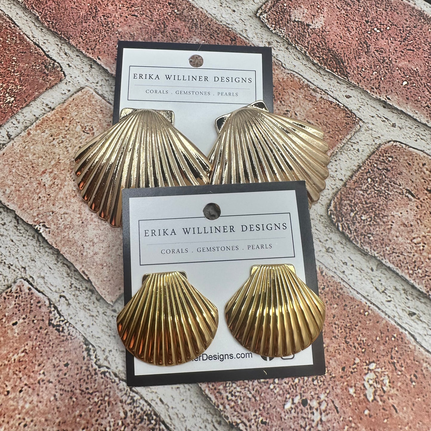 Golden scallop shell earrings | Erika Williner Designs