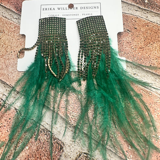 Feathers and Bling earrings | Erika Williner Designs