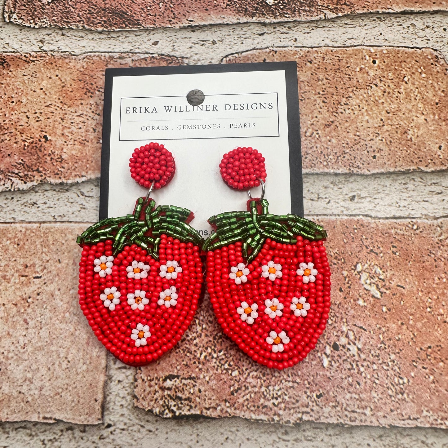 Strawberry Beaded Earrings | Erika Williner Designs