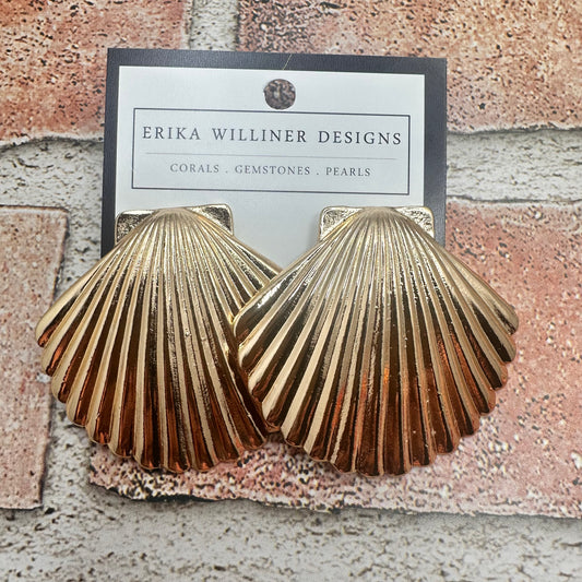 Golden scallop shell earrings | Erika Williner Designs
