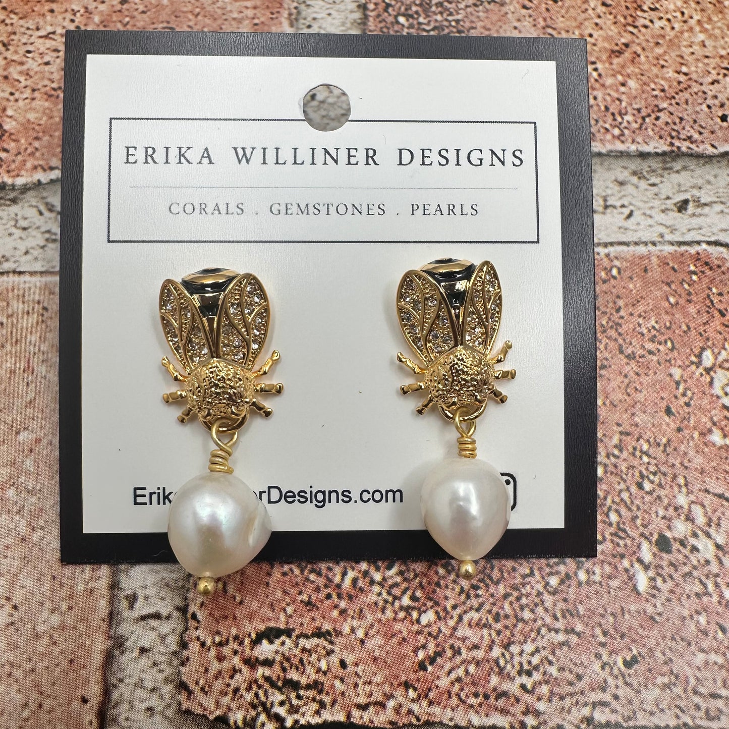 Fly earring with fresh water pearl | Erika Williner Designs