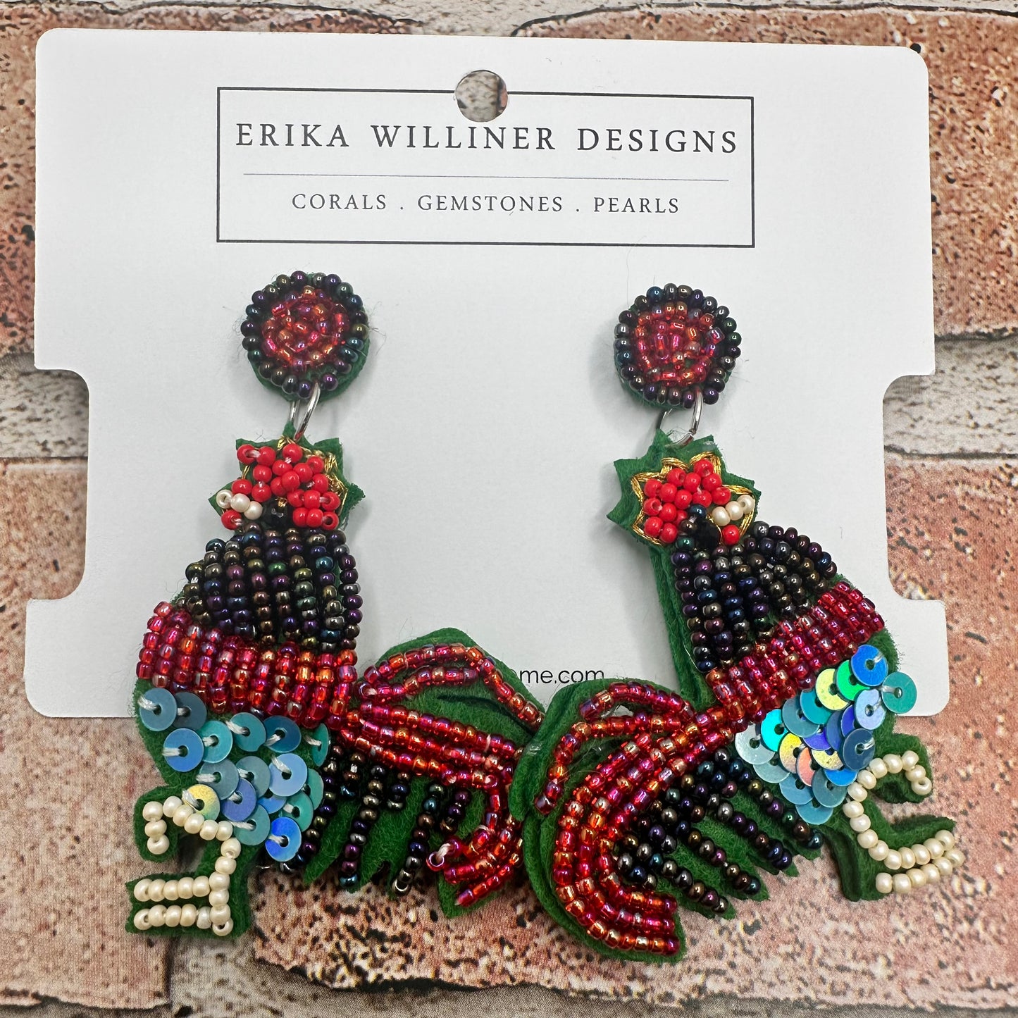Beaded Rooster Earrings | Erika Williner Designs