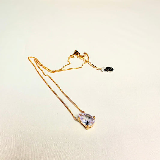 Clear TearDrop Pendant in Stainless Steel Necklace | Erika Williner Designs