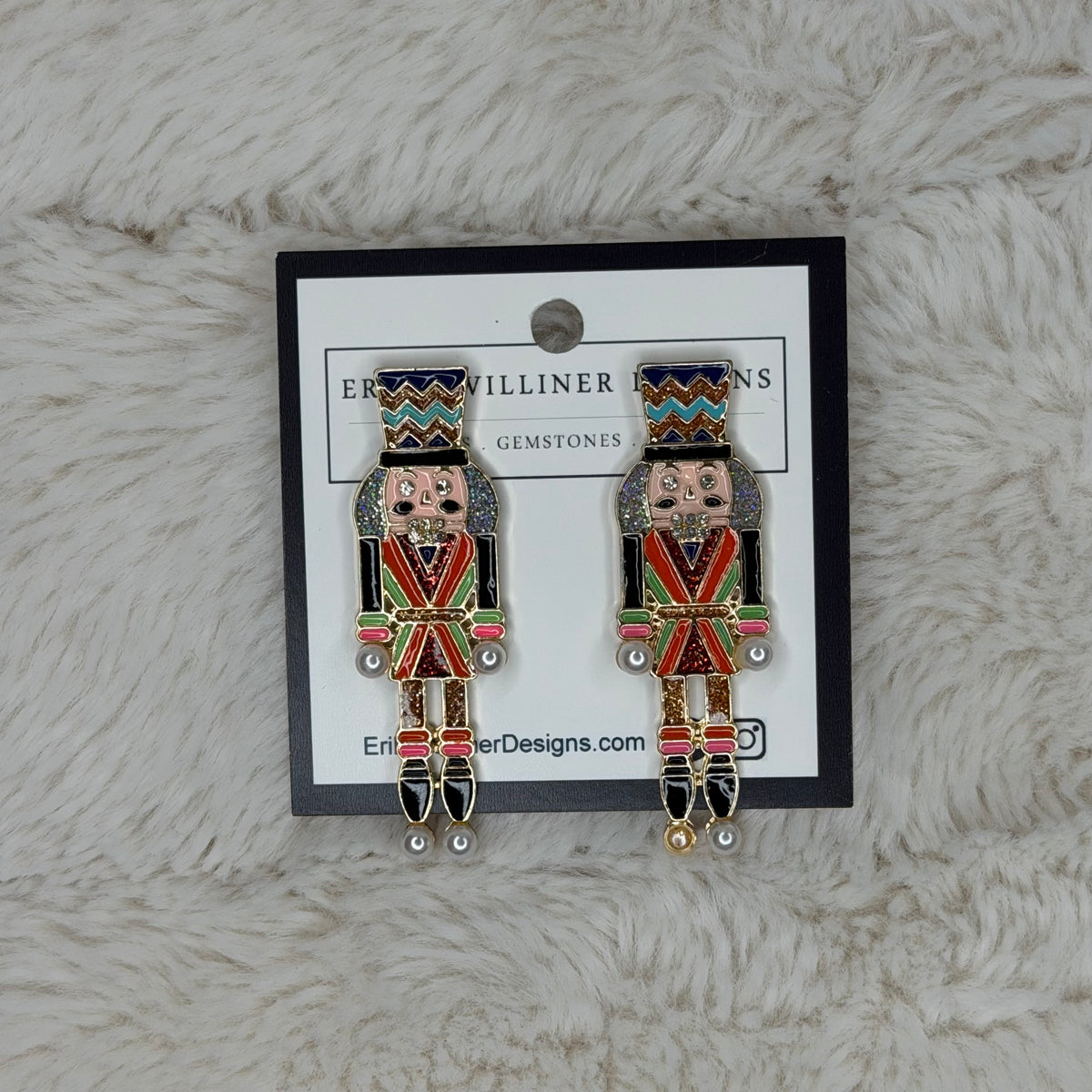 Black and Orange Enamel Nutcracker Earrings | Erika Williner Designs