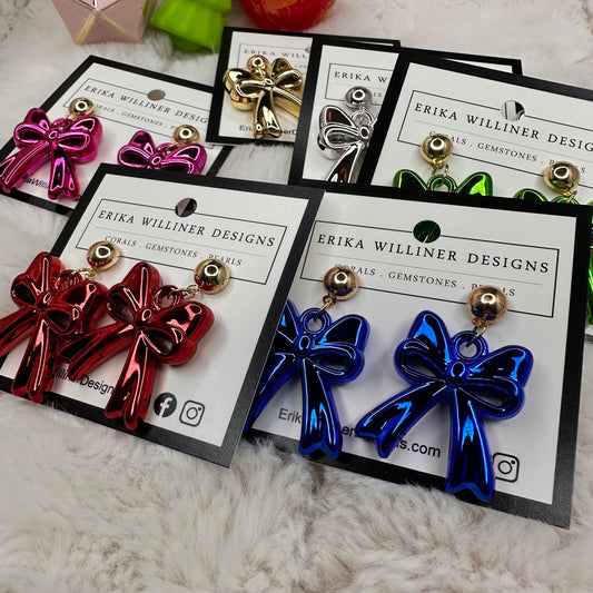 Acrylic Holiday Bows Earrings | Erika Williner Designs