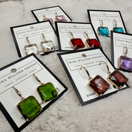 Cushion Crystal Pendant Earrings | Erika Williner Designs