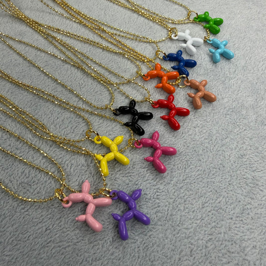 Koons Famous Ballon Dog in an Enamel Pendant Necklace | Erika Williner Designs