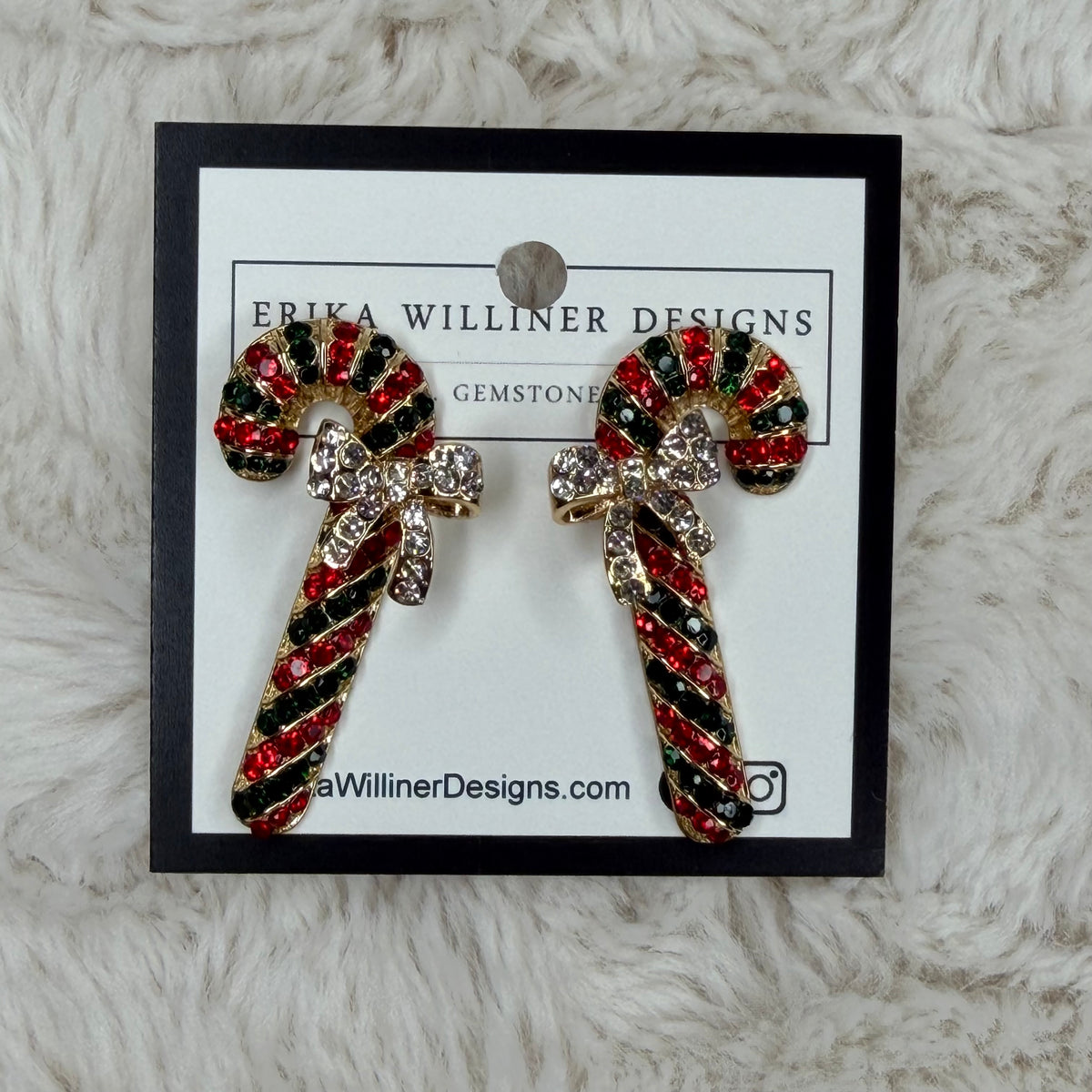 Sparkly Candy canes earrings | Erika Williner Designs