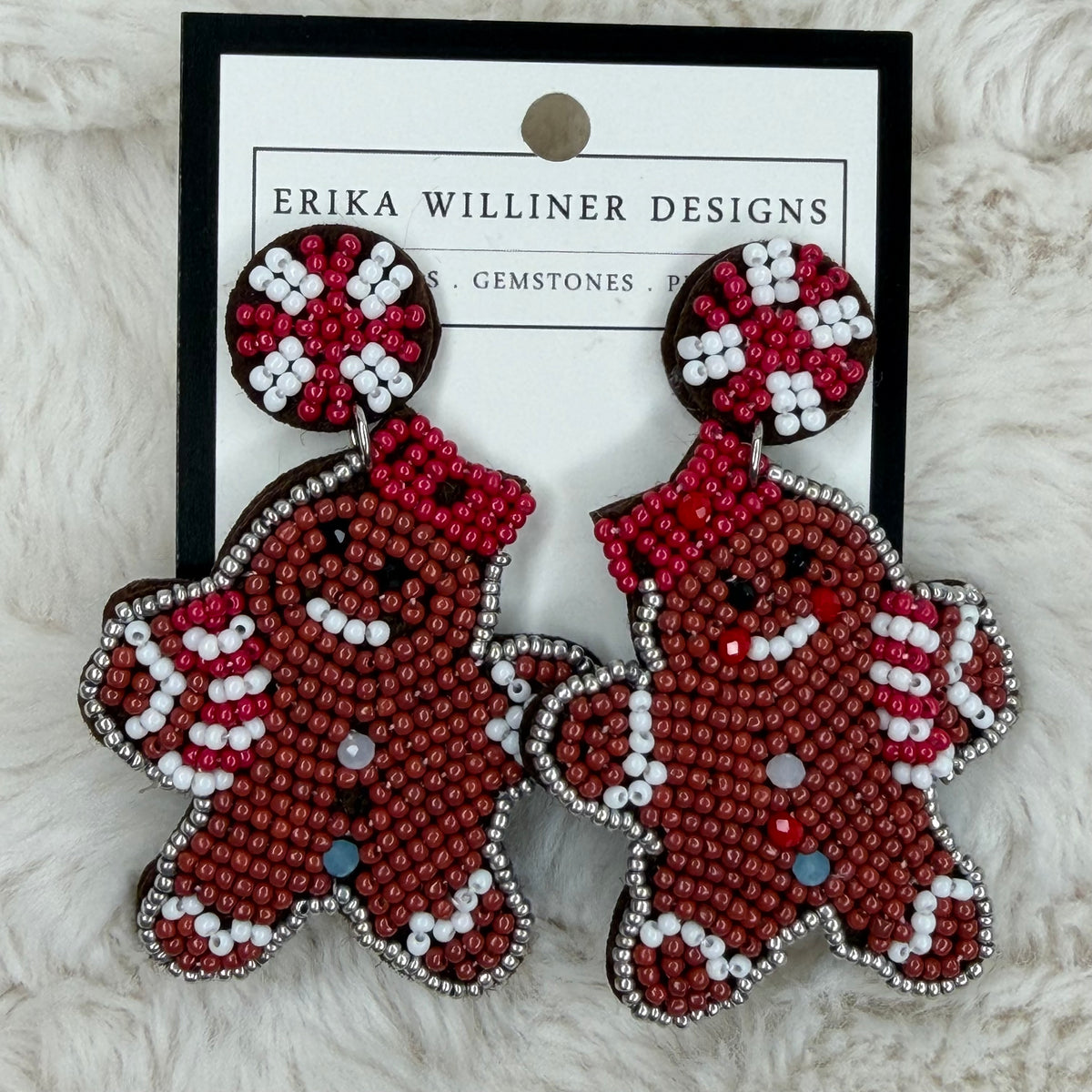 Beaded Ginger bread Girl Earrings | Erika Williner Designs