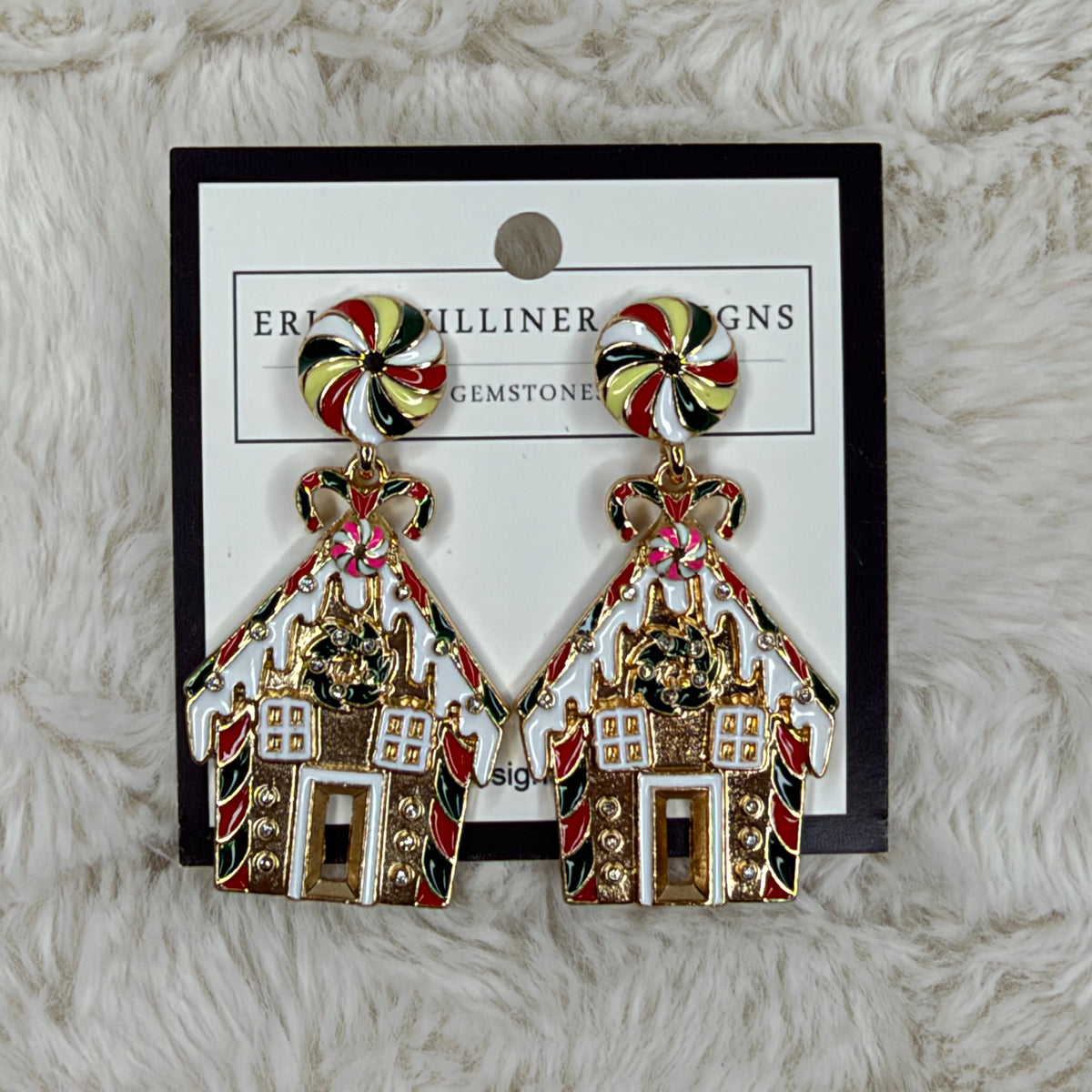 Enamel Ginger Bread House Earrings | Erika Williner Designs