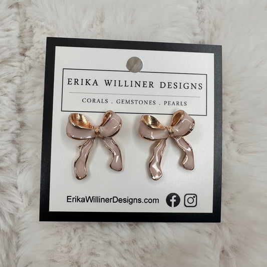 Pink Enamel Bows | Erika Williner Designs