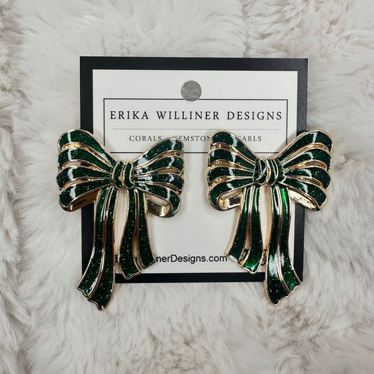 Enamel Stripe Bow Earrings | Erika Williner Designs