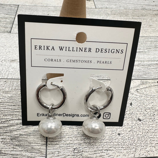 Dangle Single Pearl in Stainless Steel Hoop | Erika Williner Designs