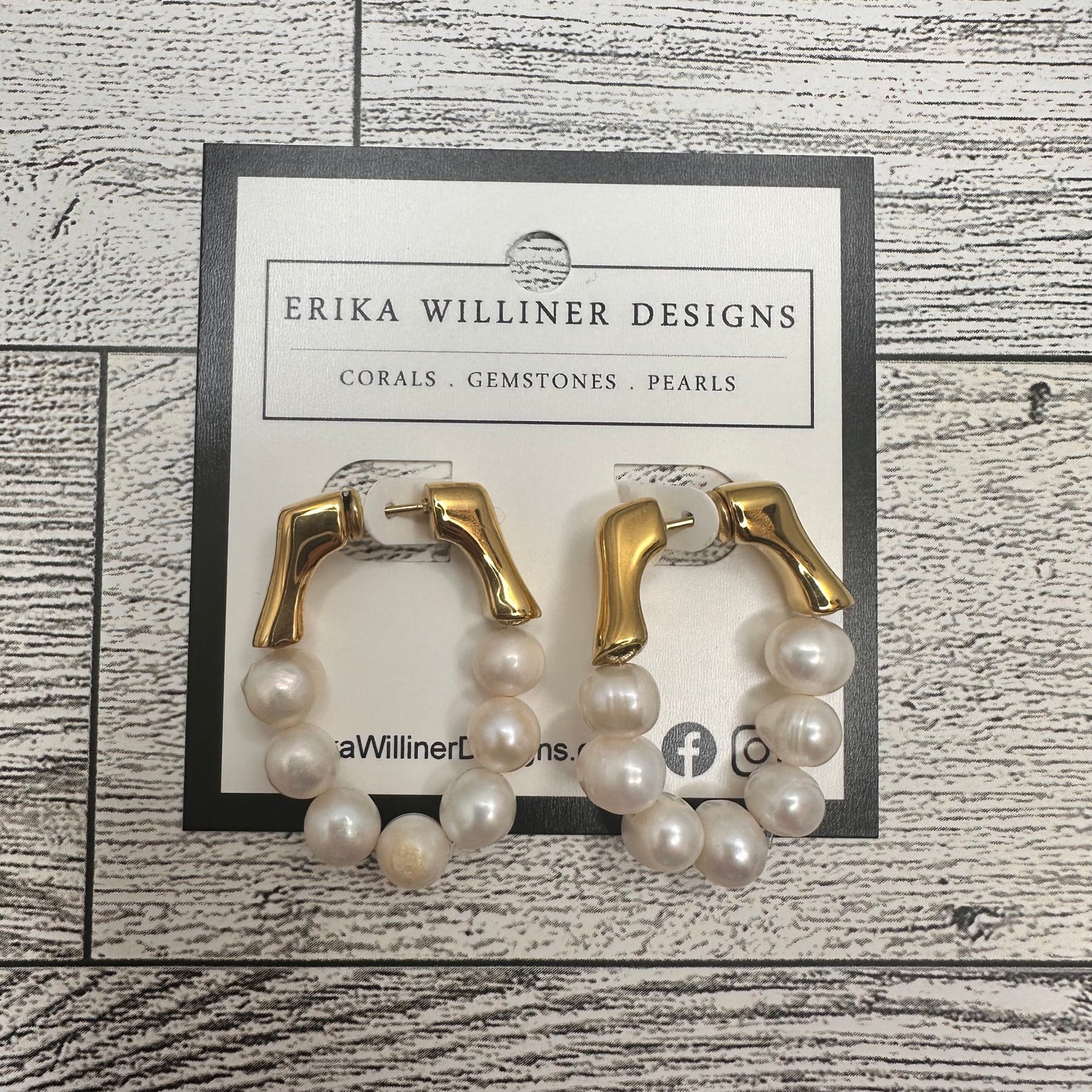 Fresh Water Pearls modern hoop | Erika Williner Designs