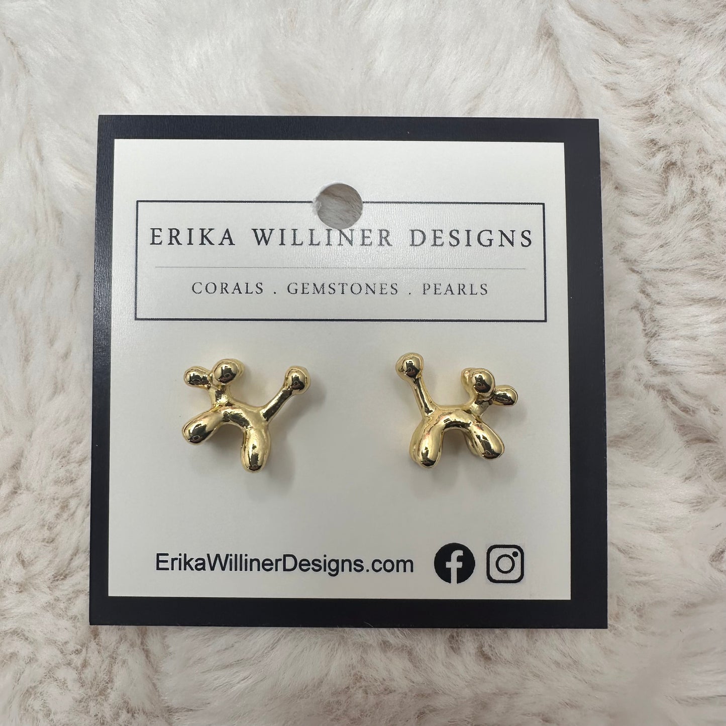 Gold ballon Dog Earrings | Erika Williner Designs
