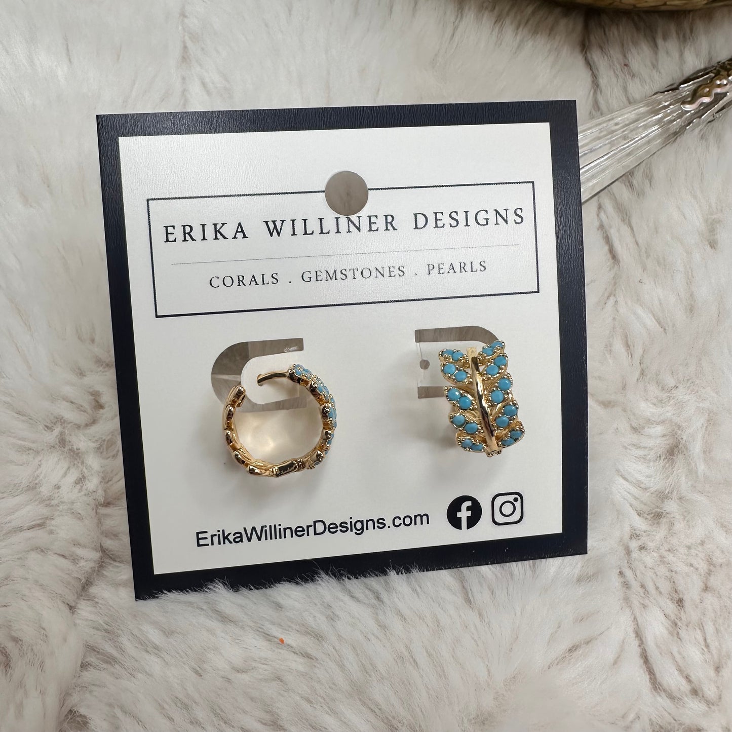 Turquoise Filigree Fern Small Hoops | Erika Williner Designs