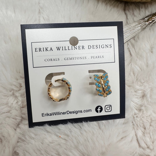 Turquoise Filigree Fern Small Hoops | Erika Williner Designs