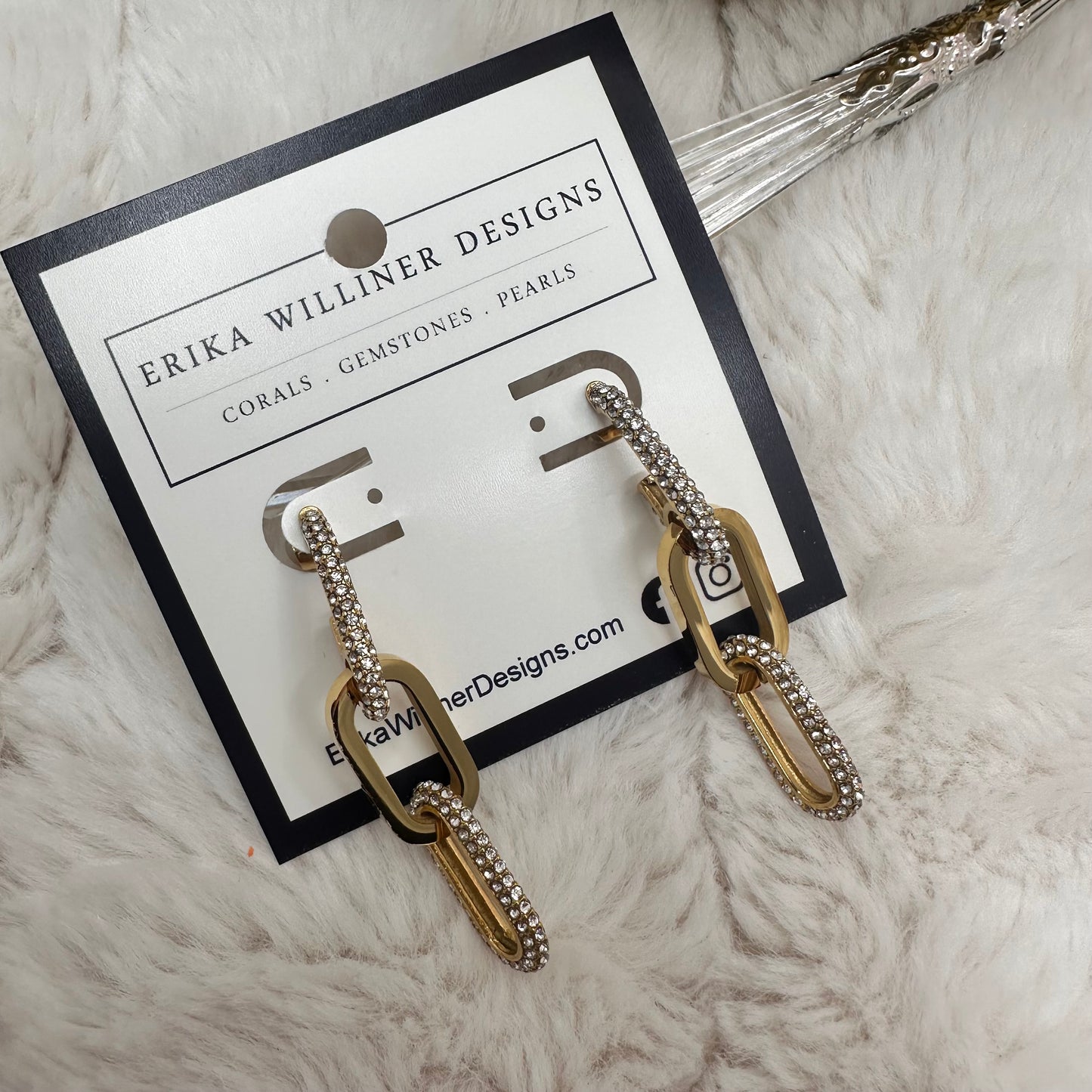 Three Pave Links earrings | Erika Williner Designs