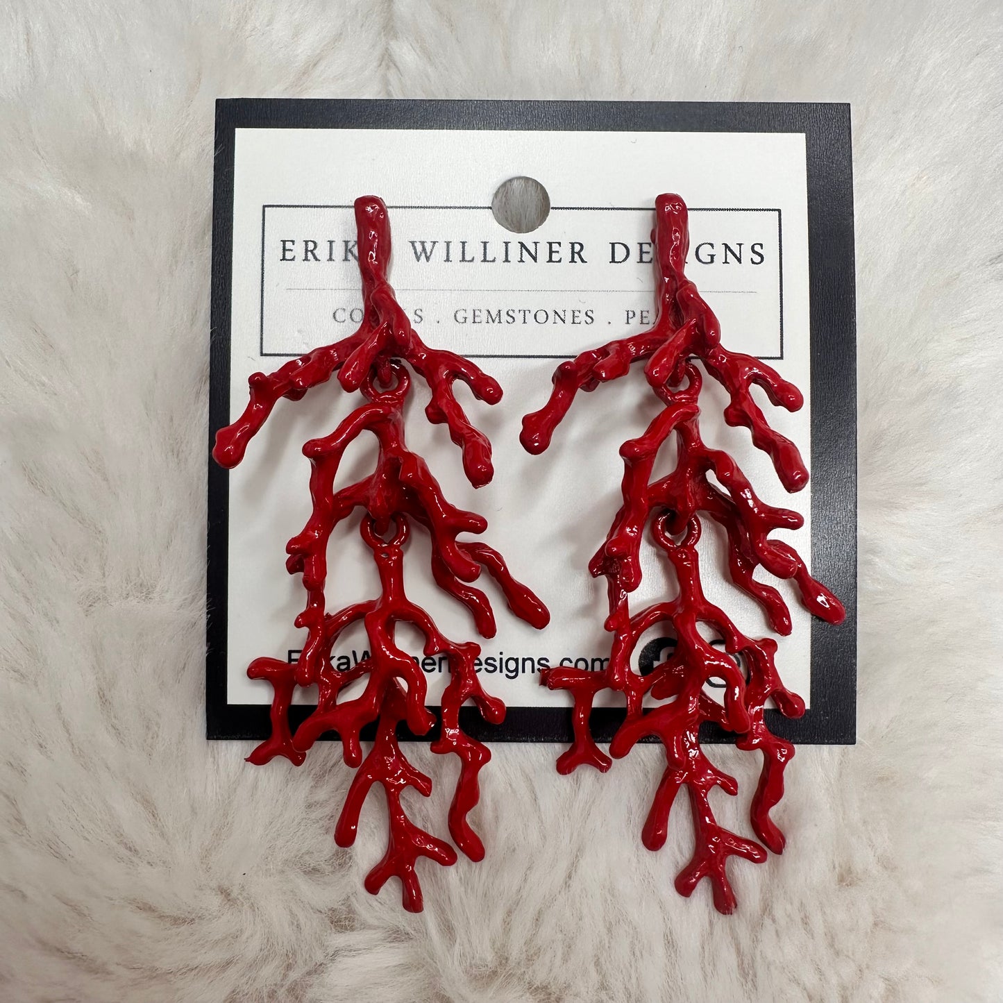Enamel Red Coral Earrings | Erika Williner Designs