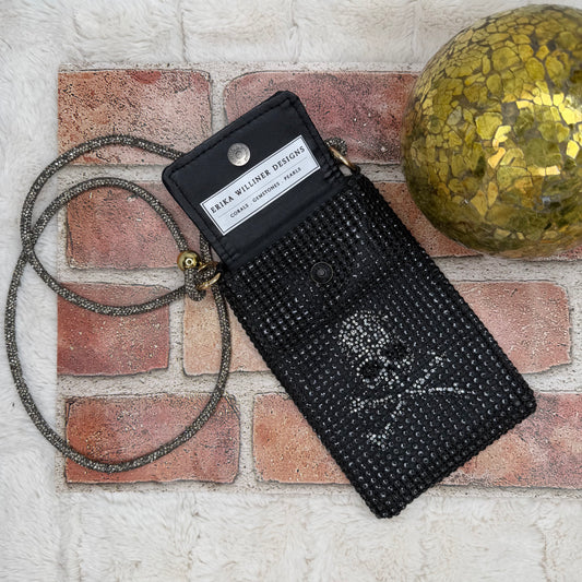 Embellished Cross Body Bag w/ crystals skull patch Special Collab for Sourced By Lou | Erika Williner Designs