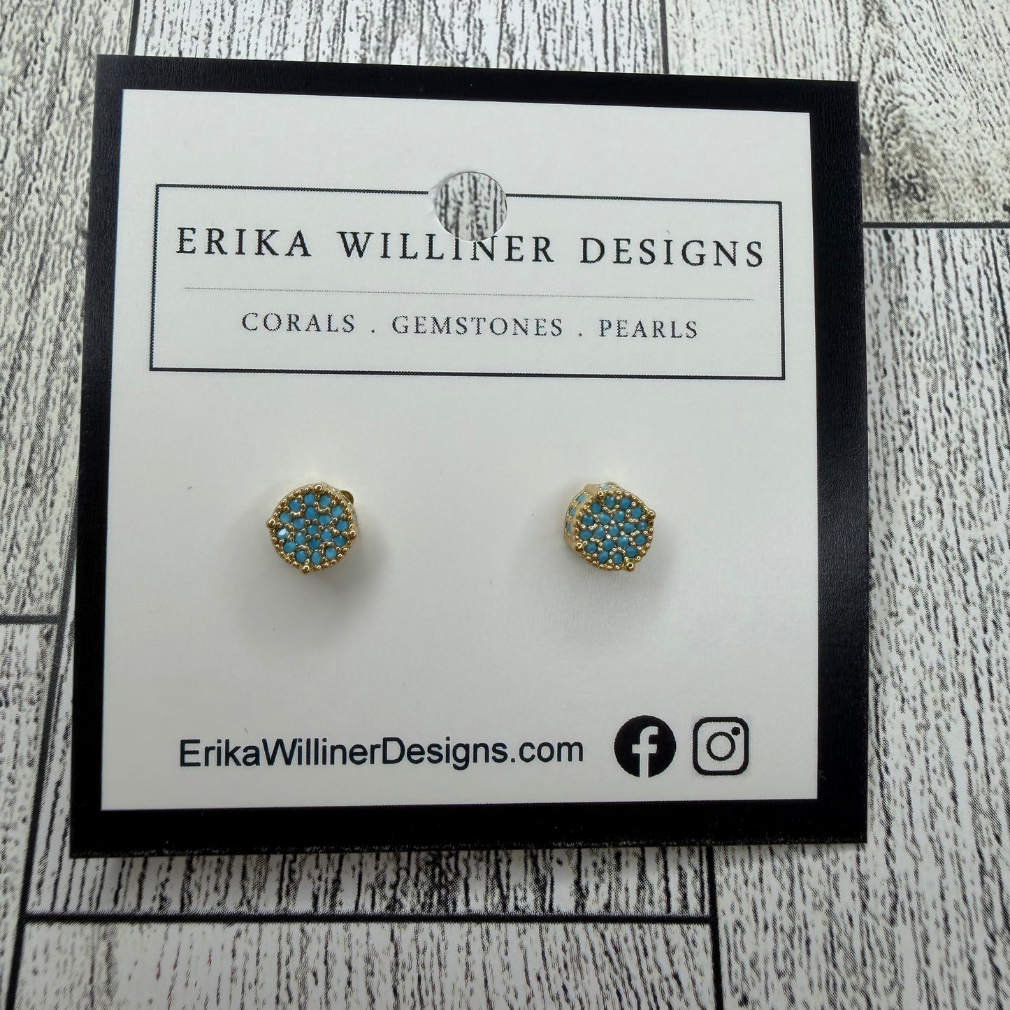 Turquoise Round Pave Studs | Erika Williner Designs