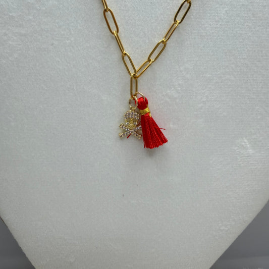 Dainty Single Pave Skull and tassel Necklace | Erika Williner Designs