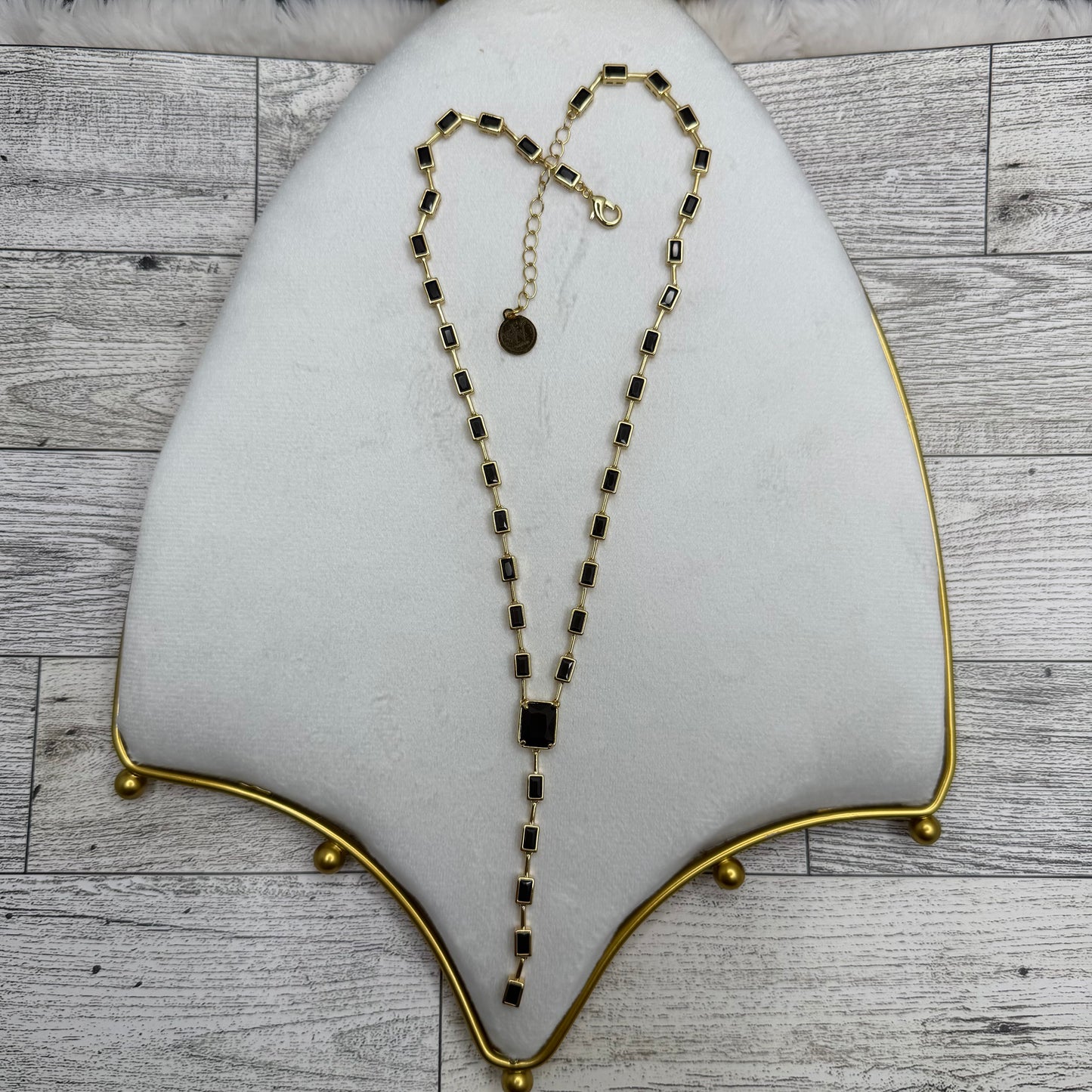 Lariat Style Necklace with Rectangular Zircons Links | Erika Williner Designs