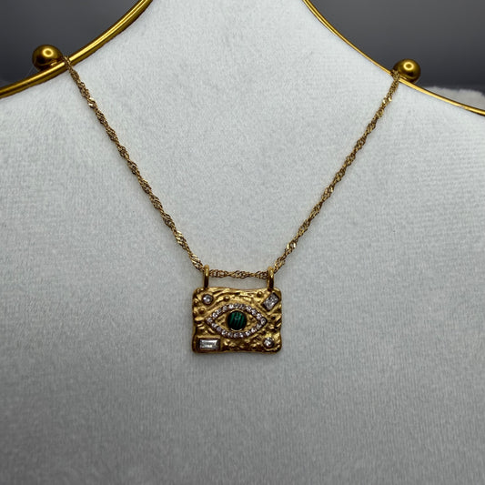 Rectangle Pendant with Evil Eye Necklace | Erika Williner Designs