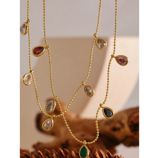 Dainty Teardrop in Ball and Chain Necklace | Erika Williner Designs