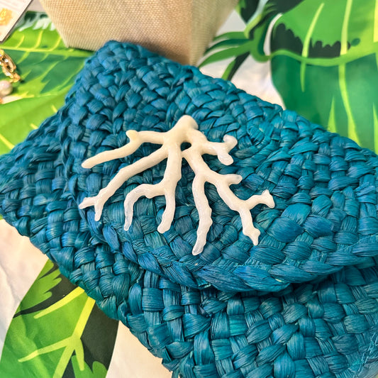 Turquoise Clutch with White Acetate Coral | Erika Williner Designs