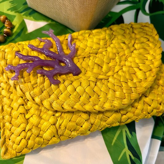 Yellow Clutch with Lavender Acetate Coral | Erika Williner Designs