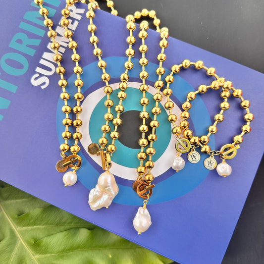 Ball and Chain Bracelet with Pearl | Erika Williner Designs