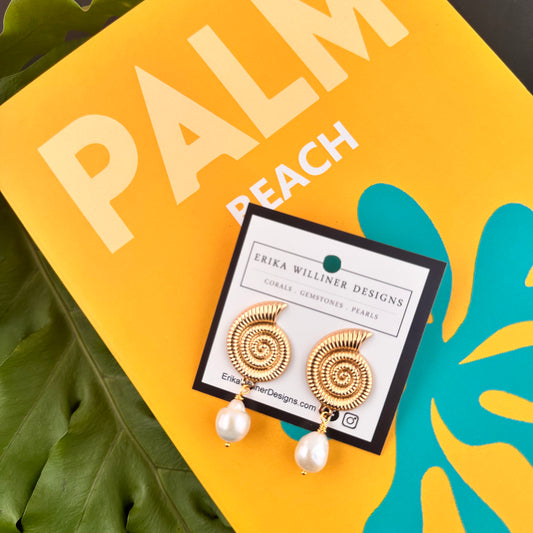 Nautilus and Pearls Earrings | Erika Williner Designs