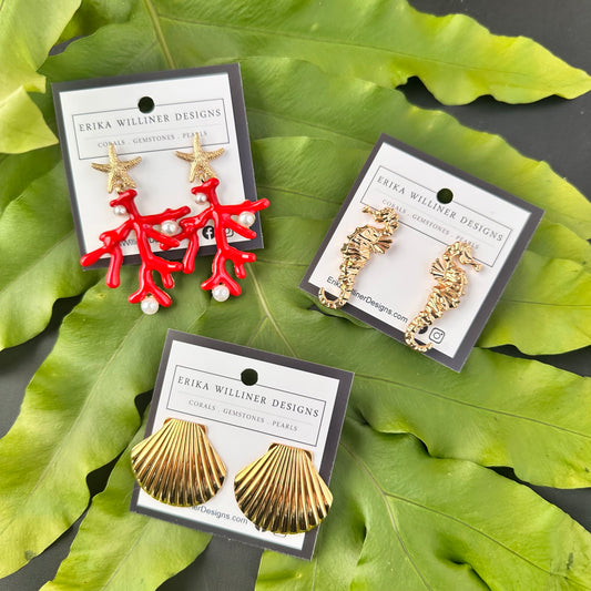 Gold Sea Horse Earrings | Erika Williner Designs