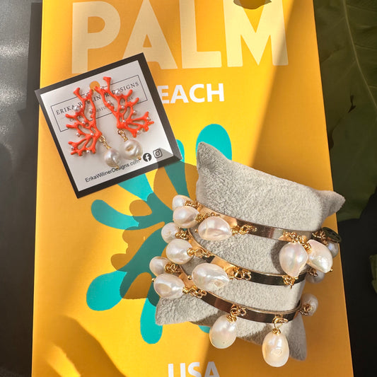 Orange Enamel Coral Earrings | Erika Williner Designs