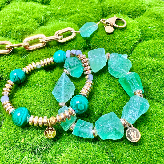 Fluorite bead stretchy bracelet 430-17 | Erika Williner Designs