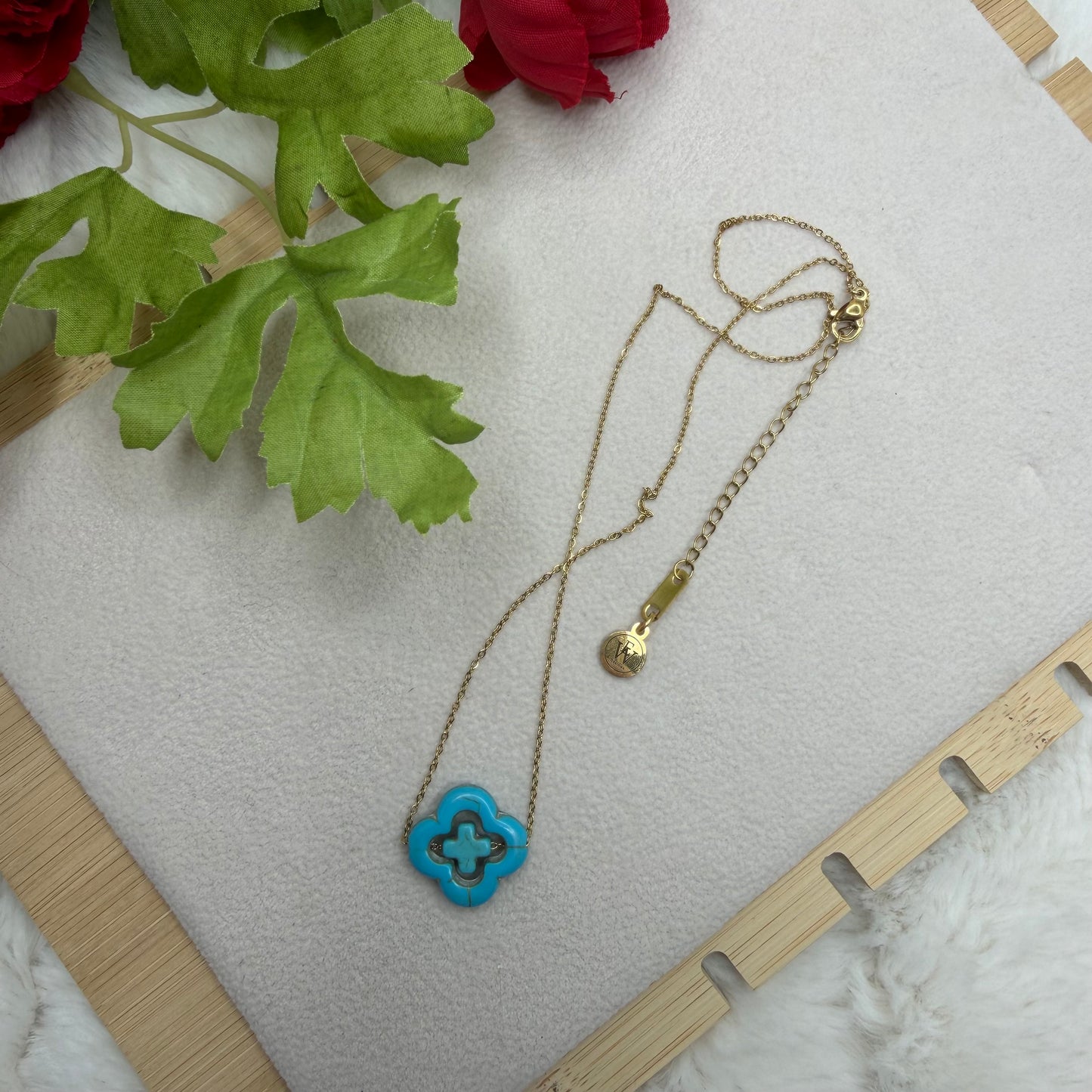 Turquoise Quatrefoil Cross Necklace | Erika Williner Designs