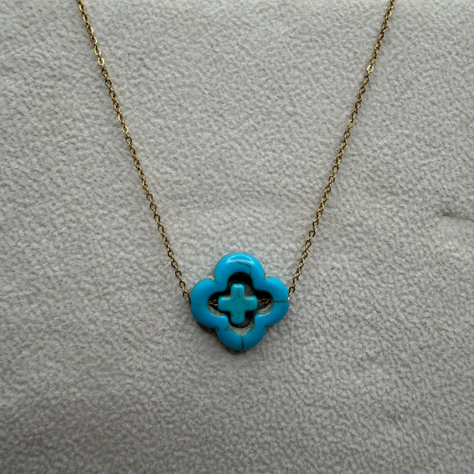 Turquoise Quatrefoil Cross Necklace | Erika Williner Designs