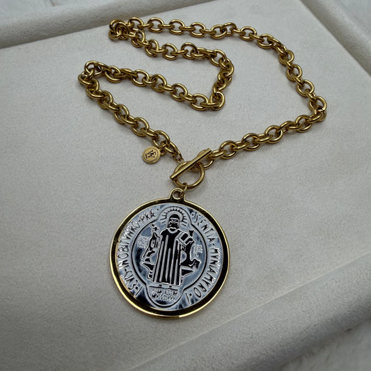 Saint Benedict Big Medallion Necklace | Erika Williner Designs