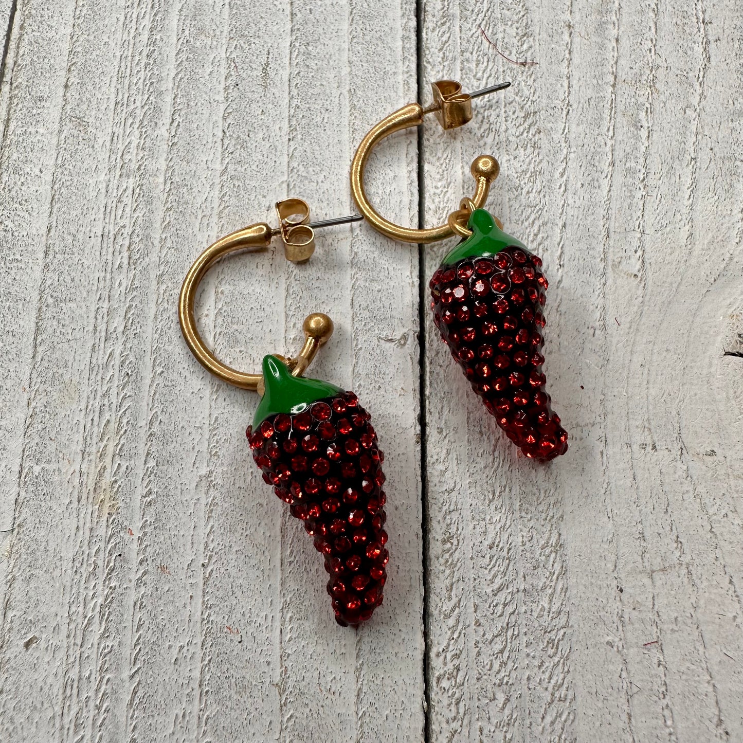 Gold Plated Earrings with Chilli Peppers as Charms
