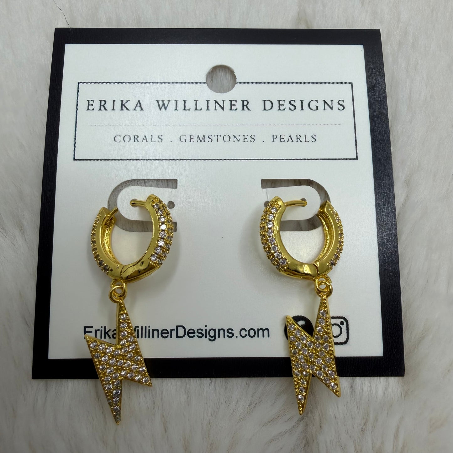 Sparkly Chunky Hoop and Lightning Bolt Earring | Erika Williner Designs
