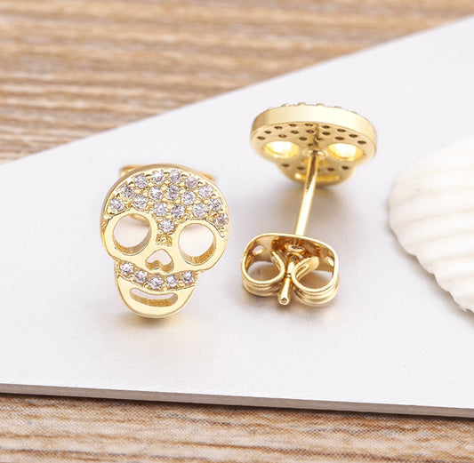 skull earrings back view